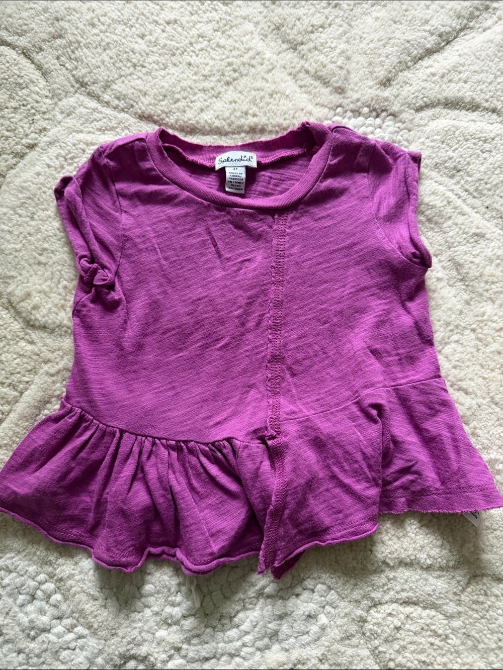 Splendid Kids Magenta Short Sleeve Peplum Top size 2